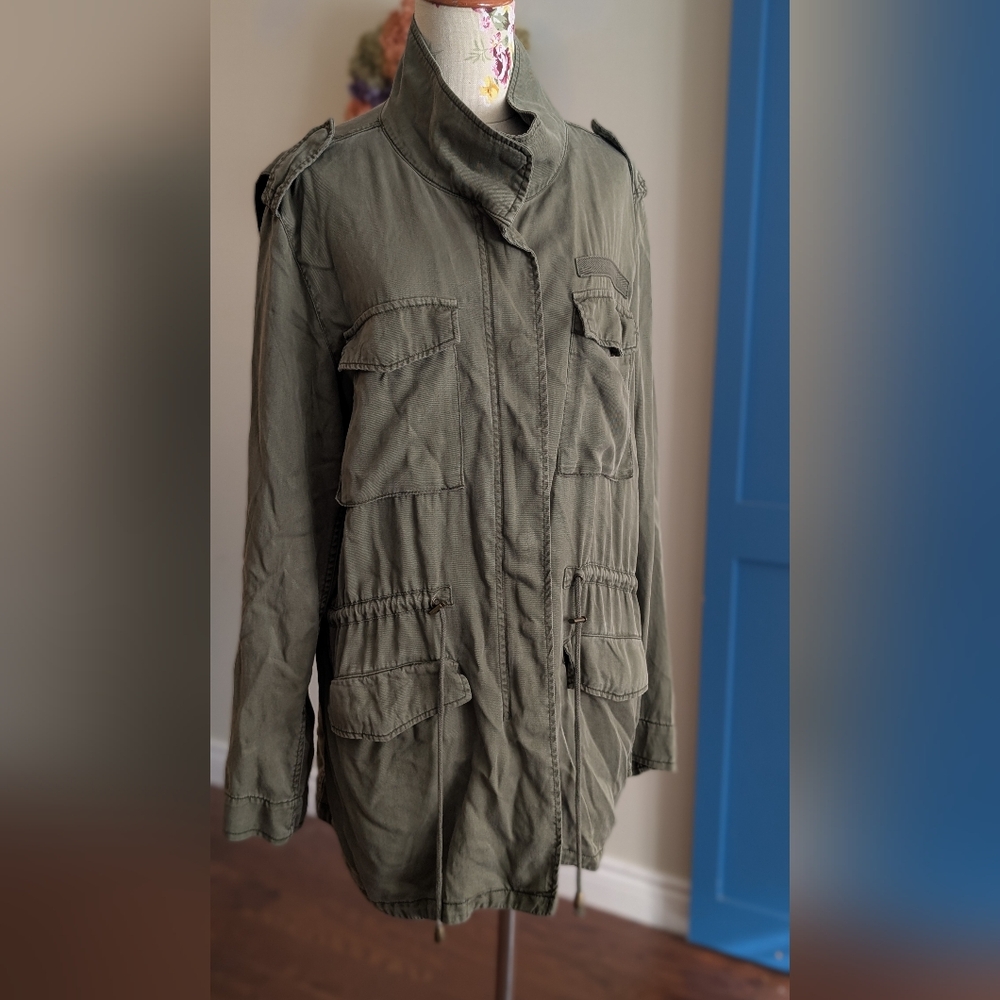 Buffalo David Bitton Jacket Women Medium Army Green Barn Chore Field Canvas Coat - Picture 2 of 10